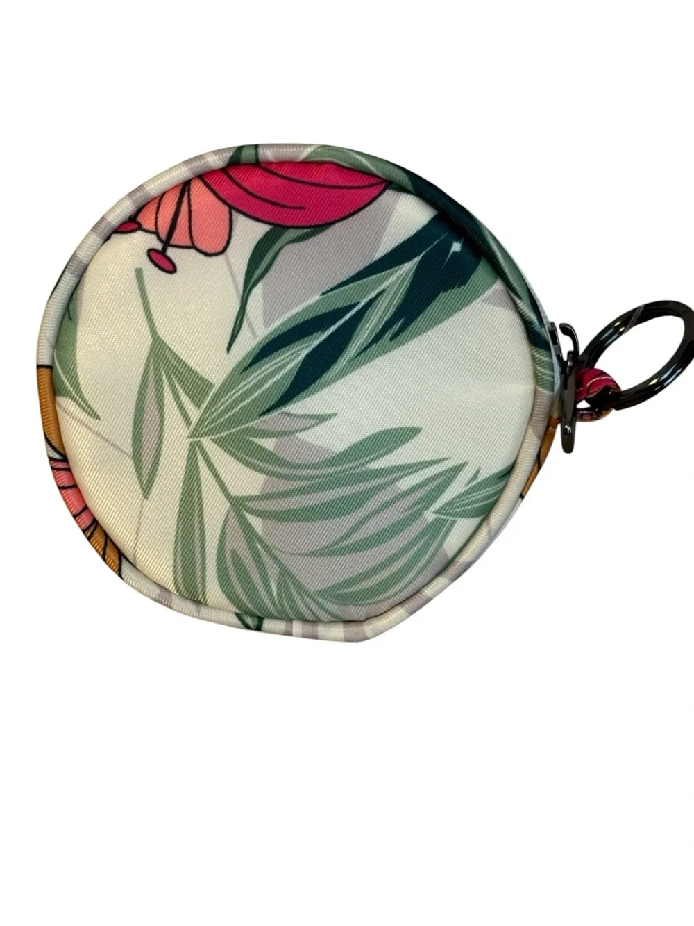 Lug Round Zip Coin Pouch Tropical Botanical Cream Multi New